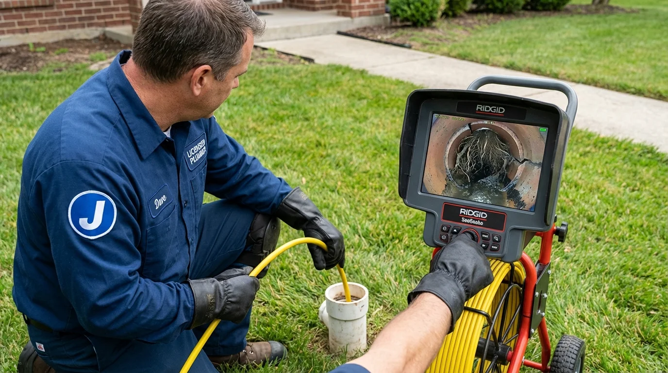 Sewer camera inspection being performed by Johns Plumbing LLC in Rockford