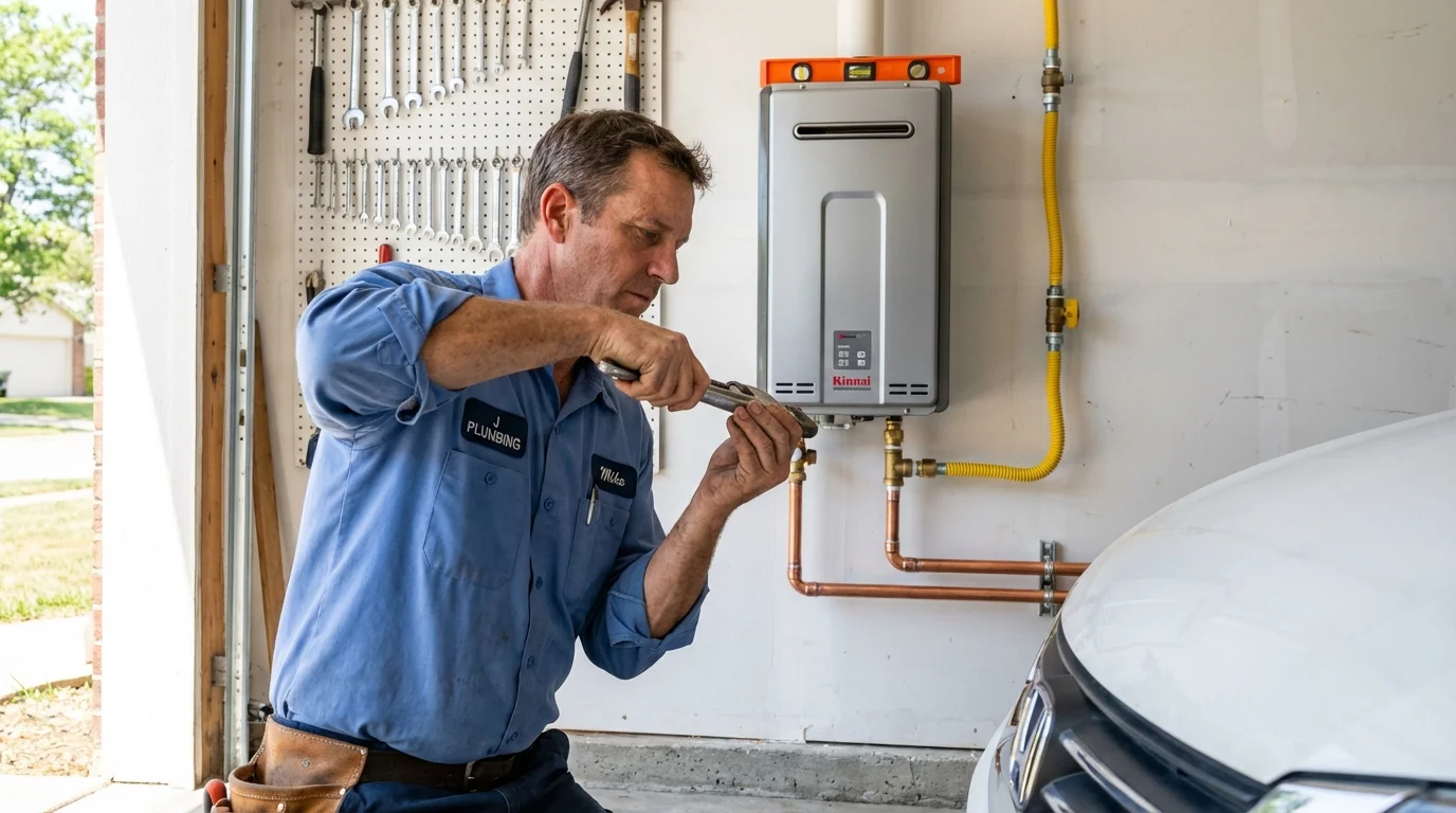 Tankless water heater installation by a Johns Plumbing LLC plumber in Rockford